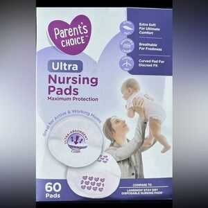 Parents Choice Ultra Nursing 60 Pads Extra Soft Curved Breathable Max Protection